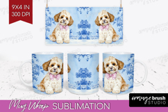Cavapoo Dog Mug Wrap Floral Dog Mug PNG Sublimation Product Image 1