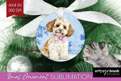 Cavapoo Dog Ornament PNG Floral Dog PNG Sublimation Product Image 1