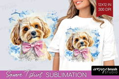Cavapoo Dog Square Tshirt Background Floral Dog PNG Product Image 1