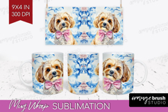 Cavapoo Dog Mug Wrap Floral Dog Mug PNG Sublimation Product Image 1