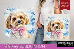 Cavapoo Dog Tote Bag Floral Dog Tote Bag PNG Sublimation Product Image 1
