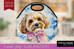 Cavapoo Dog Lunch Bag Floral Dog Lunch Bug PNG Sublimation Product Image 1