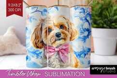 Cavapoo Dog Tumbler Wrap Floral Dog Tumbler PNG Sublimation Product Image 1