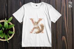 X Squirrel Floral Alphabet Letter Clipart Sublimation PNG Product Image 2