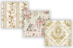 Wedding Toile Digital Paper Pack, Vintage Floral Toile Product Image 3