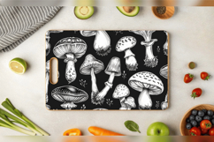 Monochrome Mushrooms Cutting Boards sublimation Design Product Image 3