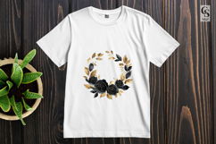 Black Gold Rose Wreath Clipart Sublimation PNG Product Image 2
