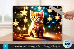 Ginger Kitten with Star Ornament Cutting Board PNG Product Image 1