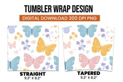 Butterfly pattern tumbler wrap sublimation design Product Image 3