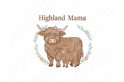 Highland Mama Png, Highland Cow Mom Png, Cute Cow and Calf Product Image 6
