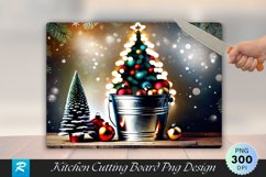 Rustic Christmas Tree in a Bucket Cutting Board PNG Product Image 1