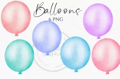 Flower Balloons | Watercolor Clipart Png Product Image 3