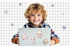 Chibi Valentine cat printable stickers. Product Image 3