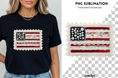 Lace American Flag PNG | Vintage Patriotic Fabric Flag Product Image 1