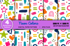 Neon Colors Digital Paper Pattern JPG Product Image 1