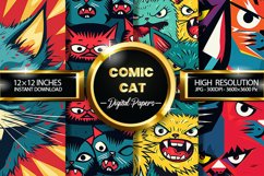 Comic Cat Digital Papers - 04 Variations Product Image 1