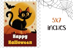 Happy Halloween Greeting Card, Vintage Halloween Cat Poster Product Image 3