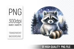 Cute Raccoon Clipart PNG, Printable Animals, Wildlife Design Product Image 1