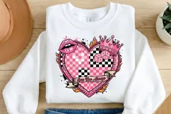 Be Mine Valentine PNG, Retro Valentine PNG, Heart Checkerboa Product Image 3