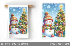 Snowman Kitchen Towel. Christmas Kitchen Towel Design Product Image 1