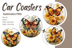 Butterfly Sunflower Car Coasters Sublimation Car Accessories Product Image 1