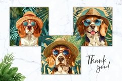 Summer Dog Square Coasters, Beagle Dog Square Coasters PNG Product Image 3