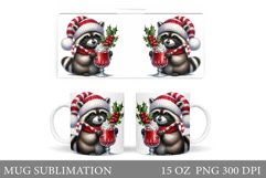 Christmas Raccoon Mug Design. Christmas Mug Sublimation Product Image 1