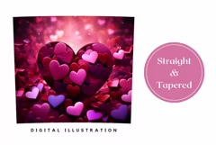 3D Love Heart Tumbler Design, Valentine's Day Tumbler PNG Product Image 3