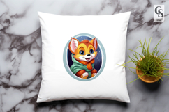 Cute Fox In Scarf Portrait Clipart Sublimation PNG Product Image 3