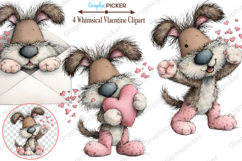Whimsical Valentine Dogs Clipart, Valentine's Day PNG Product Image 2