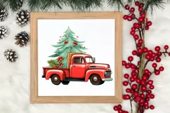 Red Christmas Truck Sublimation Clipart, Christmas PNG Product Image 3