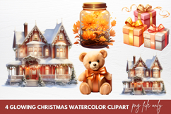 Glowing Christmas Watercolor Clipart Product Image 1