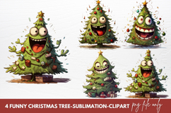 Funny Christmas Tree Sublimation Clipart Product Image 1