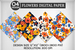 Flowers Seamless Digital Paper, Flowers Background Product Image 1