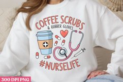 Coffee scrubs &amp; rubber gloves PNG, Nurse Sublimation PNG Product Image 3