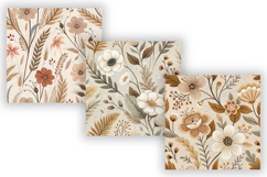 Cozy Boho Felted Floral Seamless Pattern Bundle, Neutral Product Image 3