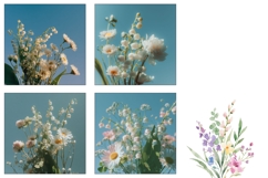 Flowers Square Coasters, Spring Square Coaster Template Product Image 3