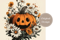 Floral Halloween Pumpkin Tumbler, Spooky Tumbler Template Product Image 3