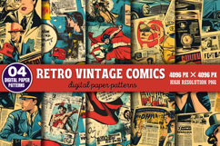 Retro Vintage Comics Background Bundle PNG Product Image 4