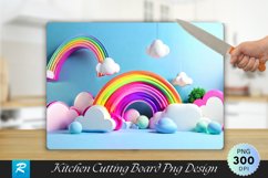 3D Rainbow And Pink Cutting Board Sublimation Design Product Image 1