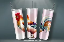 Colorful Chicken 20 OZ Tumbler Sublimation Design PNG Product Image 3