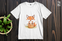 Cute Fox With Basket Clipart Sublimation PNG Product Image 3