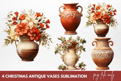 Christmas Antique Vases Clipart Sublimation Product Image 1