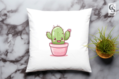 Cute Kawaii Cactus in Pink Pot Clipart Sublimation PNG Product Image 3