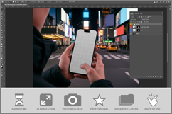 Smartphone At Night In City Scene Product Image 2