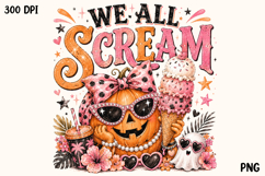 We All Scream Coquette Halloween Pumpkin Ice Cream PNG Product Image 1