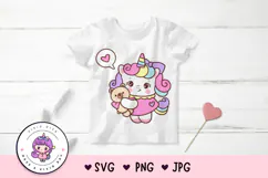 Cute Unicorn SVG hug Teddy bear kawaii, Baby Unicorn SVG Product Image 3