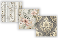 Silver Toile Digital Paper Pack, Vintage Floral Toile Product Image 3