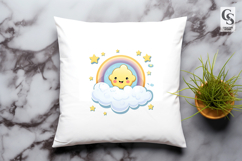 Cute Rainbow Cloud Stars Clipart Sublimation PNG Product Image 3