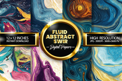 Fluid Abstract Swirl Digital Papers - 04 variations Product Image 1